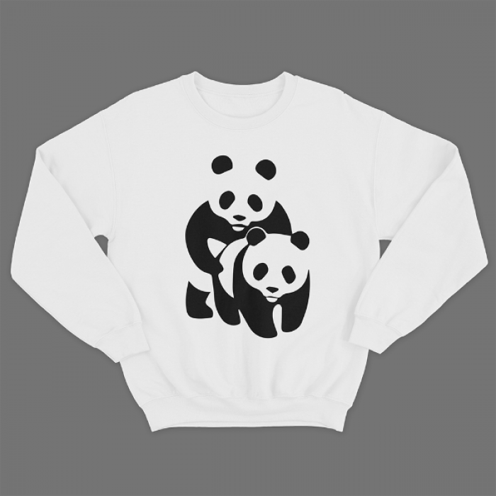 Прикольный свитшот с принтом "Панда спит с пандой"
